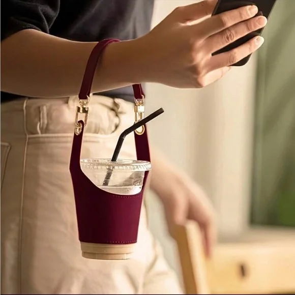 Burgundy Cup Holder Wristlet - Picture 1 of 4